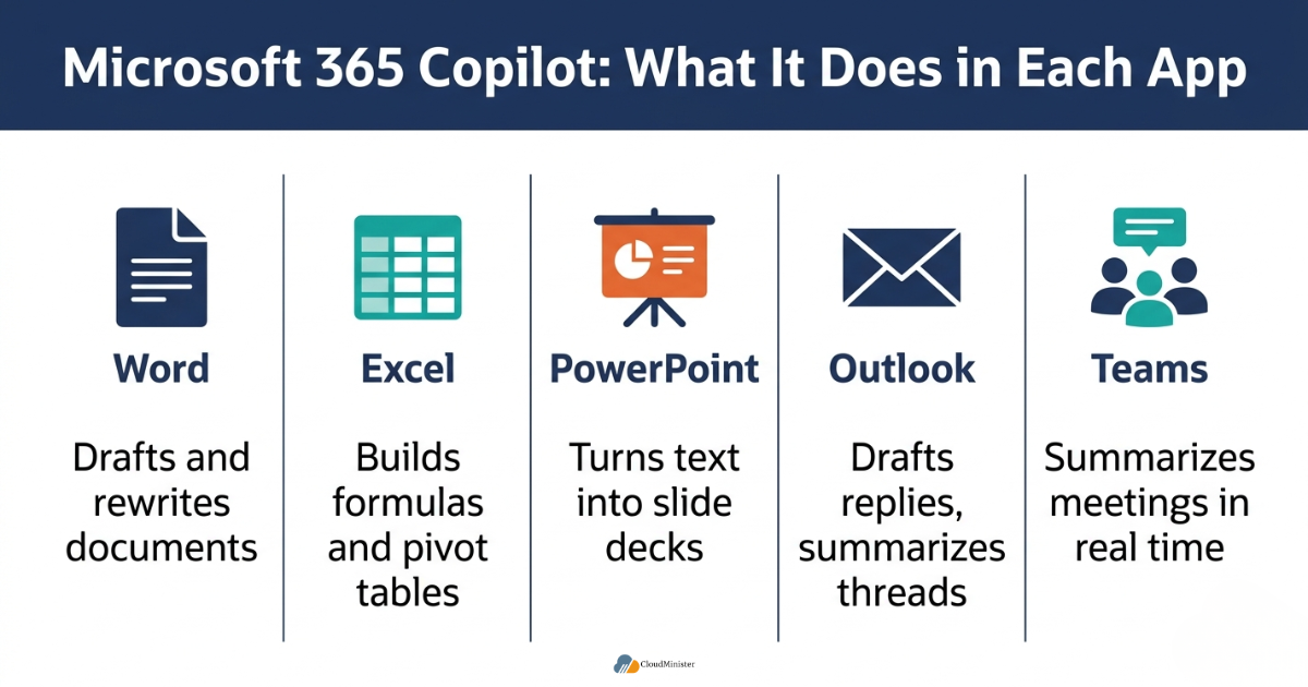 Copilot features by app