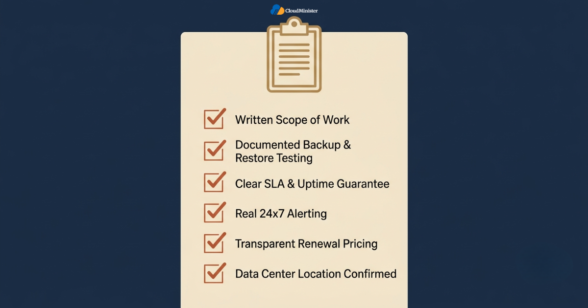 Hosting provider evaluation checklist