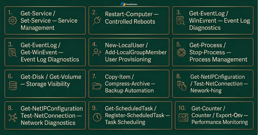 Ten PowerShell commands overview 