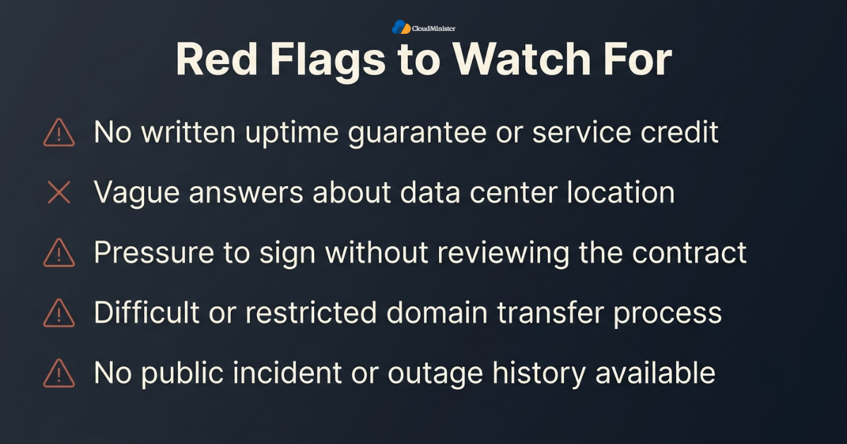 Hosting provider red flags