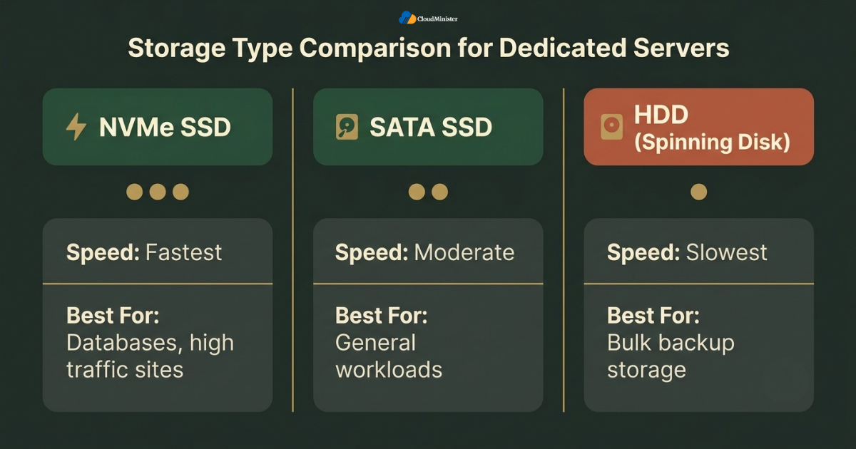 Dedicated Server Sizing Guide -  NVMe vs SATA vs HDD comparison