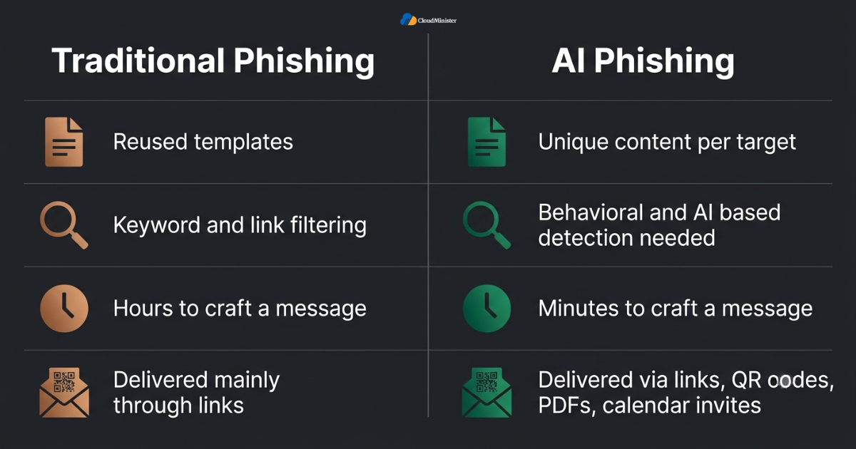 Traditional vs AI phishing