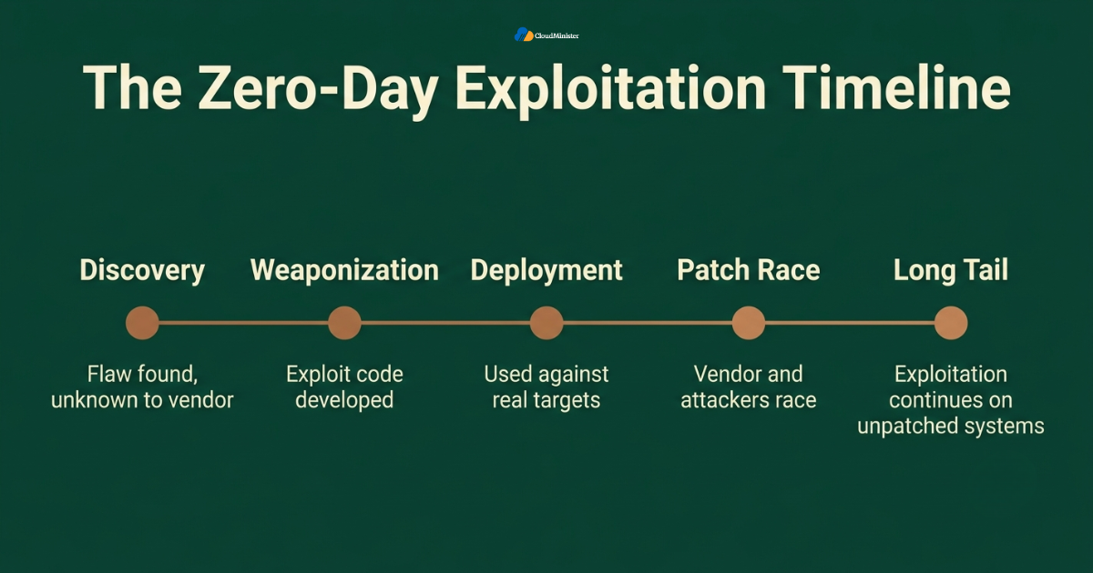Zero-day exploitation lifecycle timeline