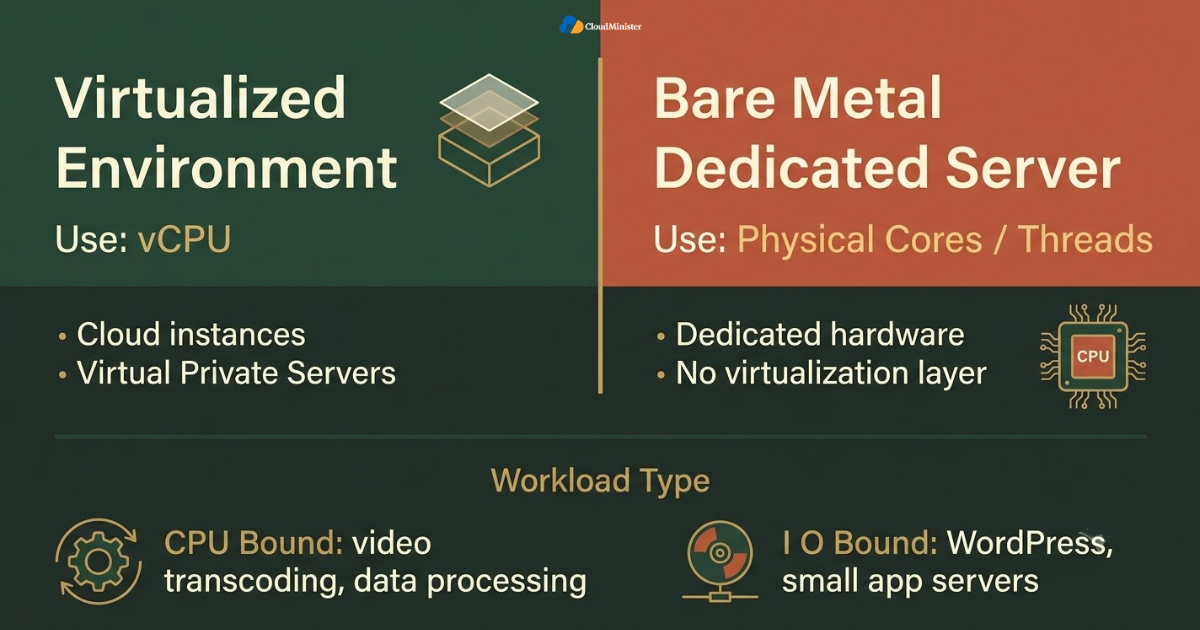 vCPU vs physical cores comparison