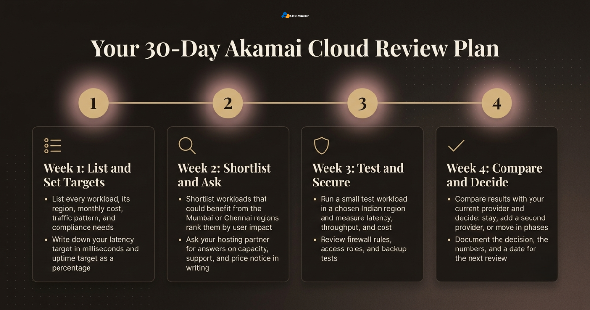 30-day Akamai review plan
