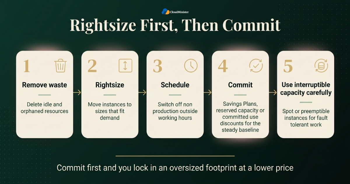 Rightsize first then commit