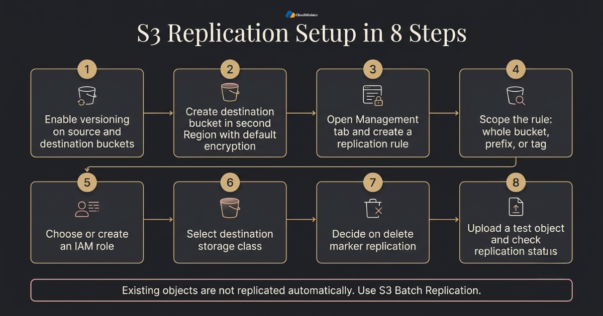 S3 replication setup steps